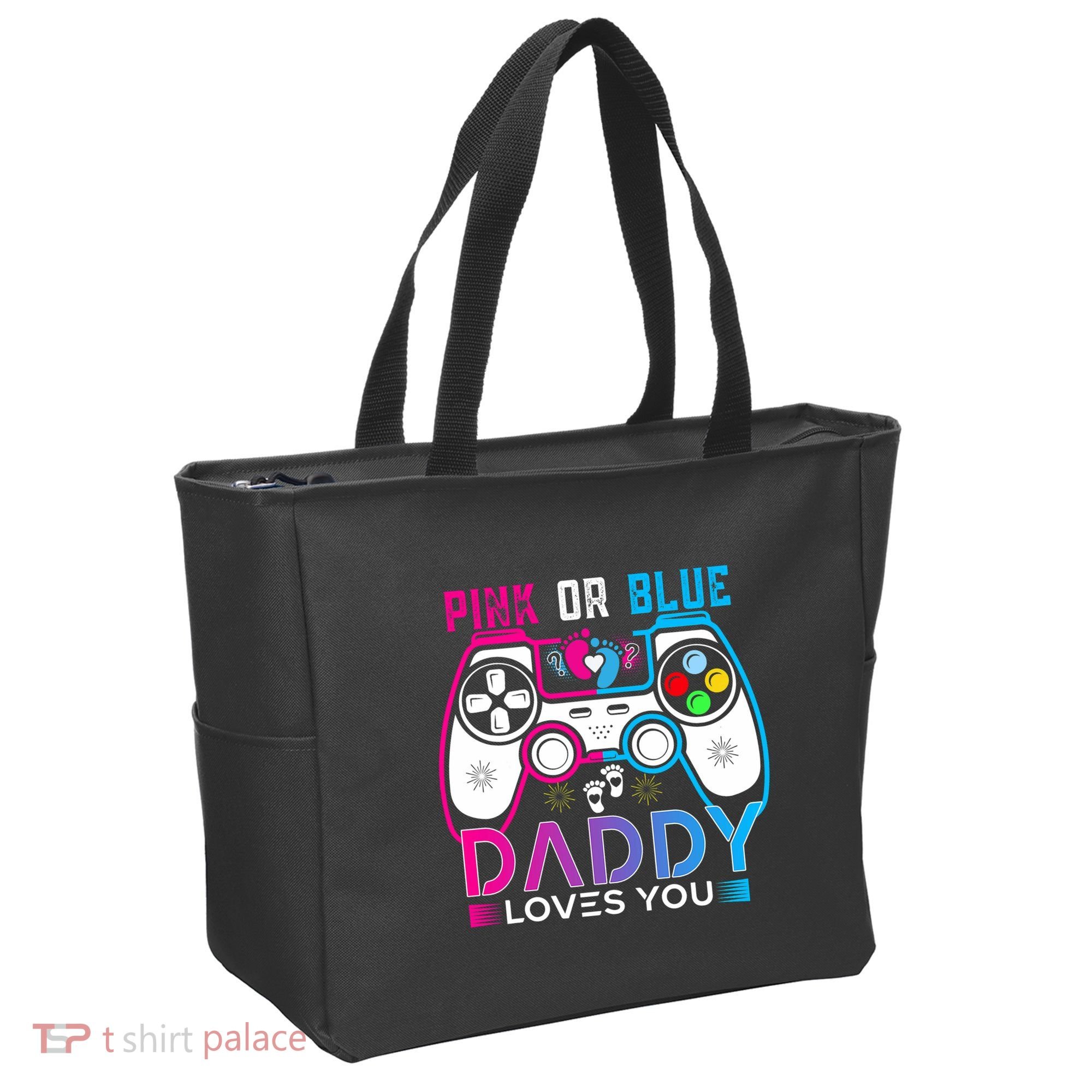 Daddy Loves You Gender Reveal Baby Gaming Dad Tote Bag