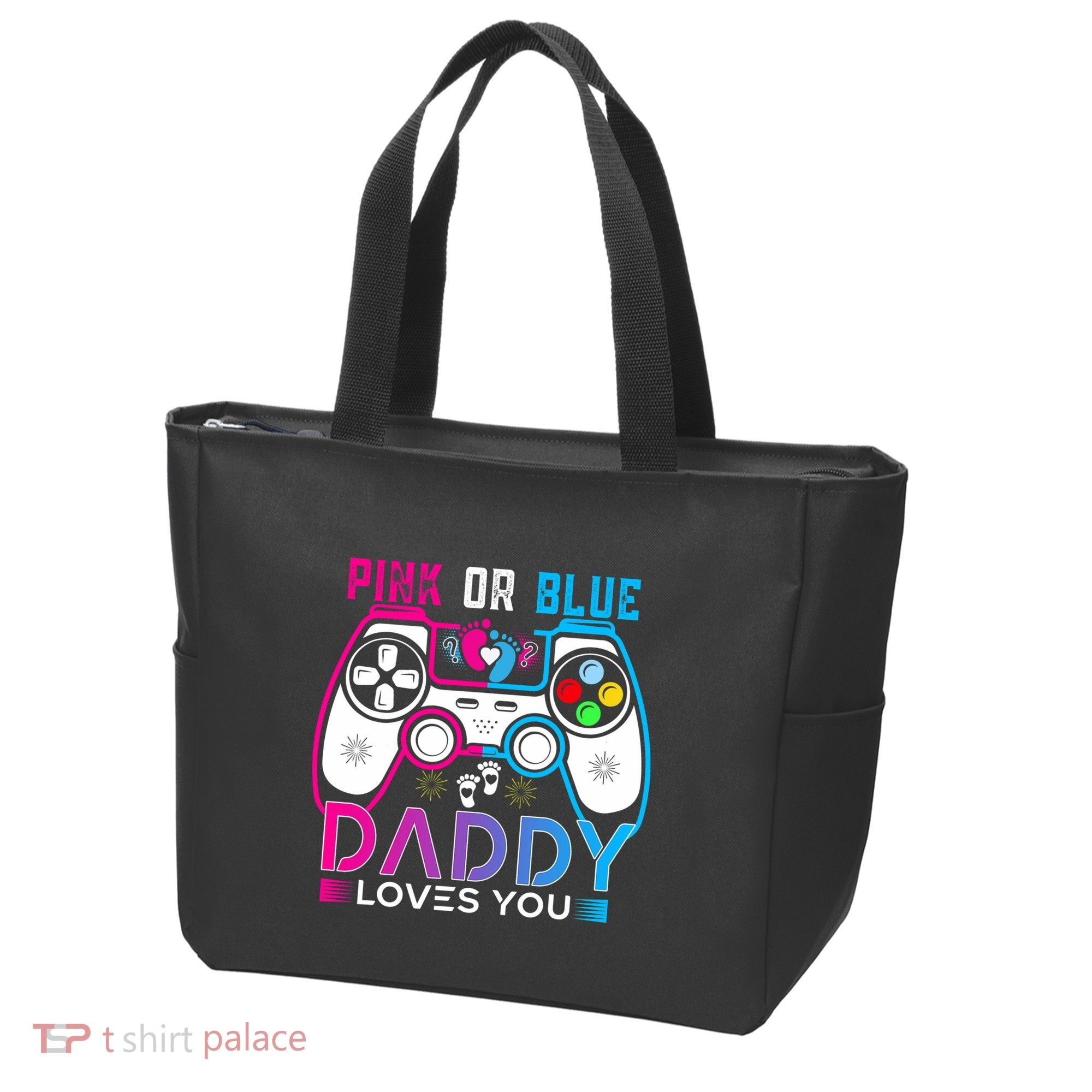 Daddy Loves You Gender Reveal Baby Gaming Dad Tote Bag