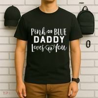 Daddy Loves You Gender Reveal T-Shirt thumb 6