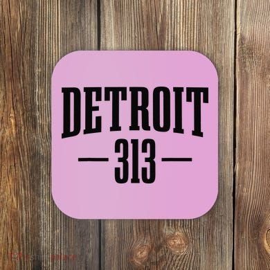 Detroit Michigan 313 Area Code Pride Retro Coaster