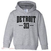 Detroit Michigan 313 Area Code Pride Retro Toddler Hoodie thumb 0