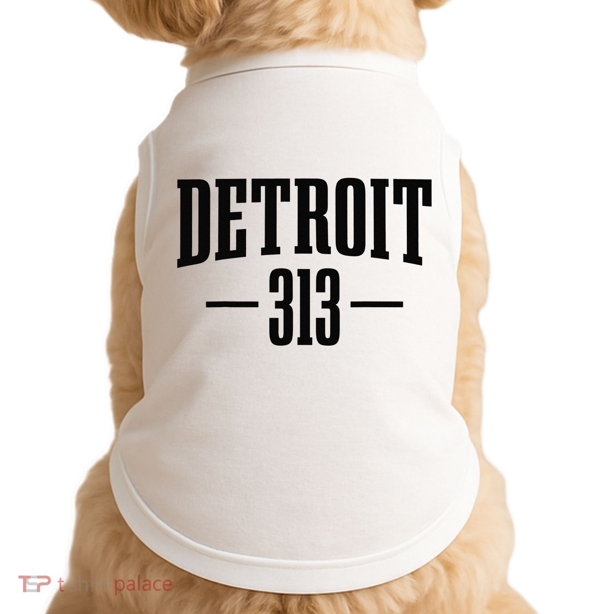 Detroit Michigan 313 Area Code Pride Retro Doggie Tank