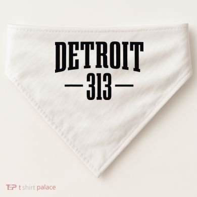Detroit Michigan 313 Area Code Pride Retro USA-Made Doggie Bandana
