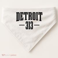 Detroit Michigan 313 Area Code Pride Retro USA-Made Doggie Bandana thumb 0