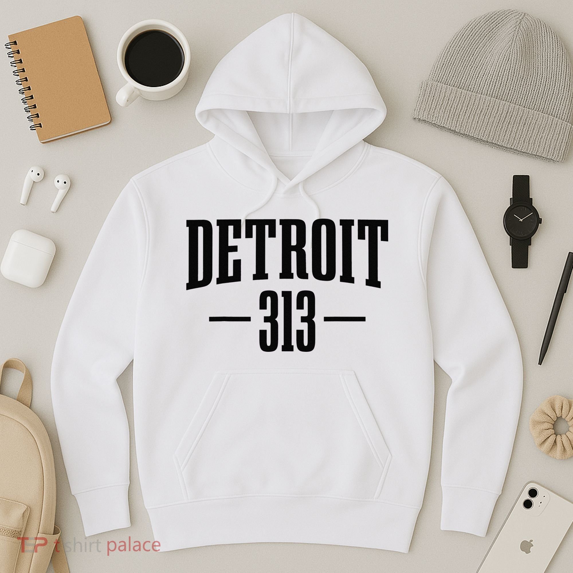 Detroit Michigan 313 Area Code Pride Retro Hoodie