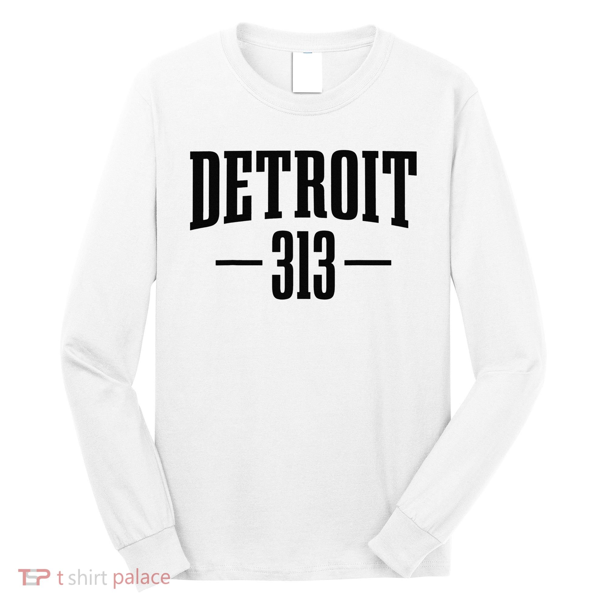 Detroit Michigan 313 Area Code Pride Retro Long Sleeve Shirt