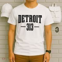 Detroit Michigan 313 Area Code Pride Retro T-Shirt thumb 6