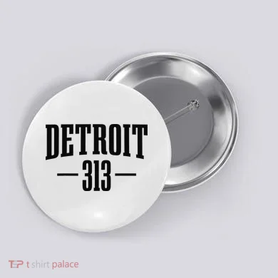 Detroit Michigan 313 Area Code Pride Retro Button