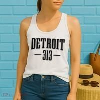 Detroit Michigan 313 Area Code Pride Retro Women's Tank Top thumb 2