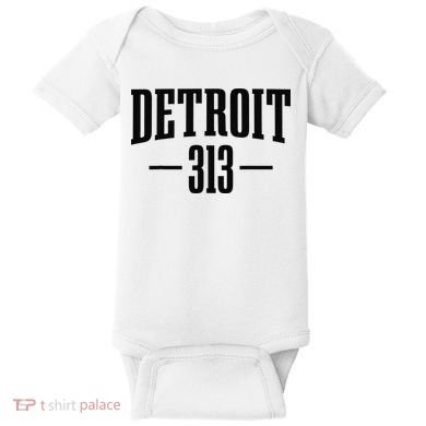 Detroit Michigan 313 Area Code Pride Retro Baby Bodysuit