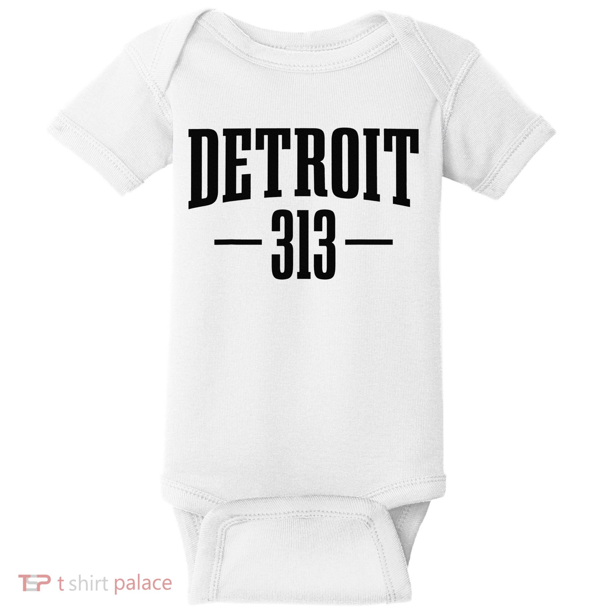Detroit Michigan 313 Area Code Pride Retro Baby Bodysuit