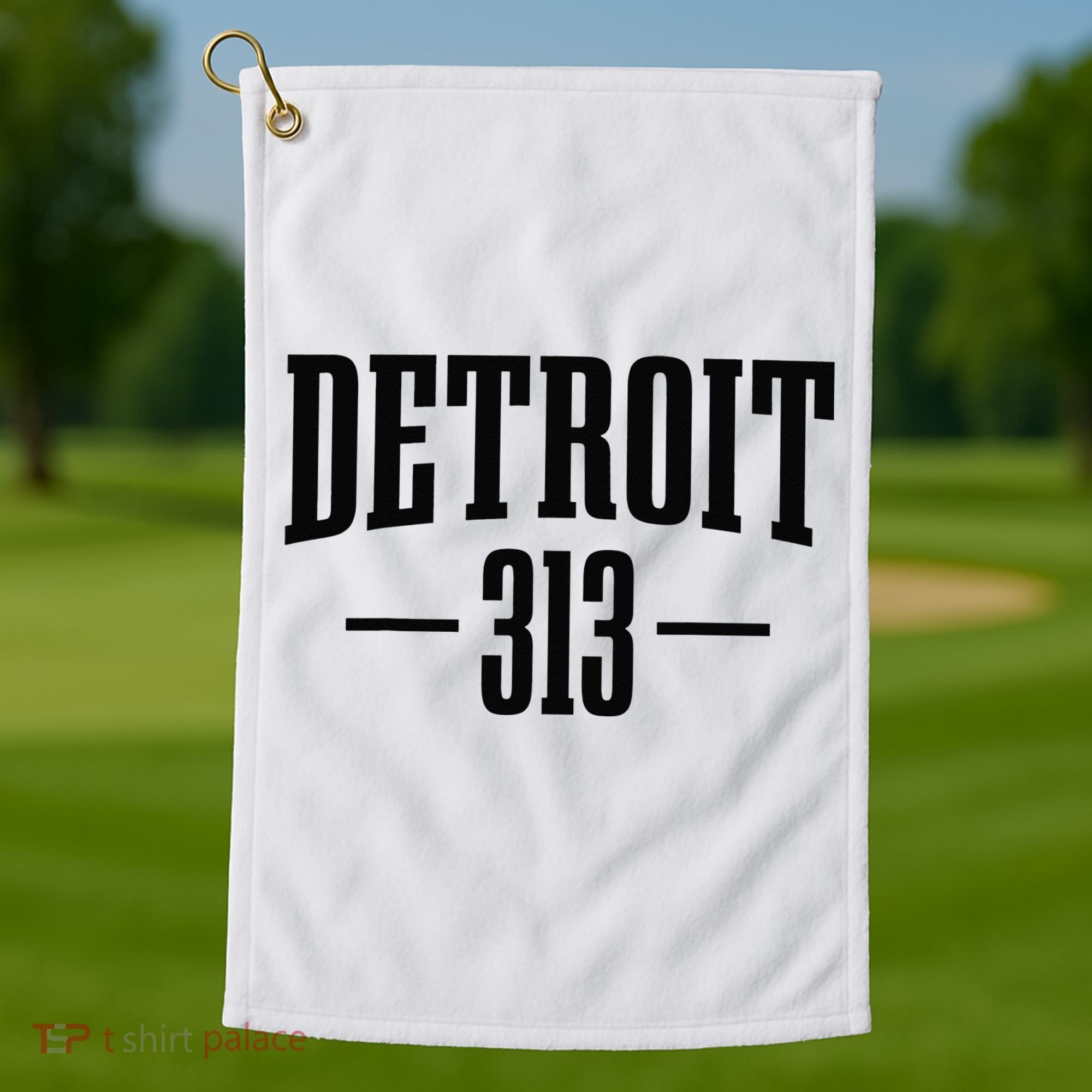 Detroit Michigan 313 Area Code Pride Retro Golf Towel