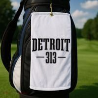 Detroit Michigan 313 Area Code Pride Retro Golf Towel thumb 2