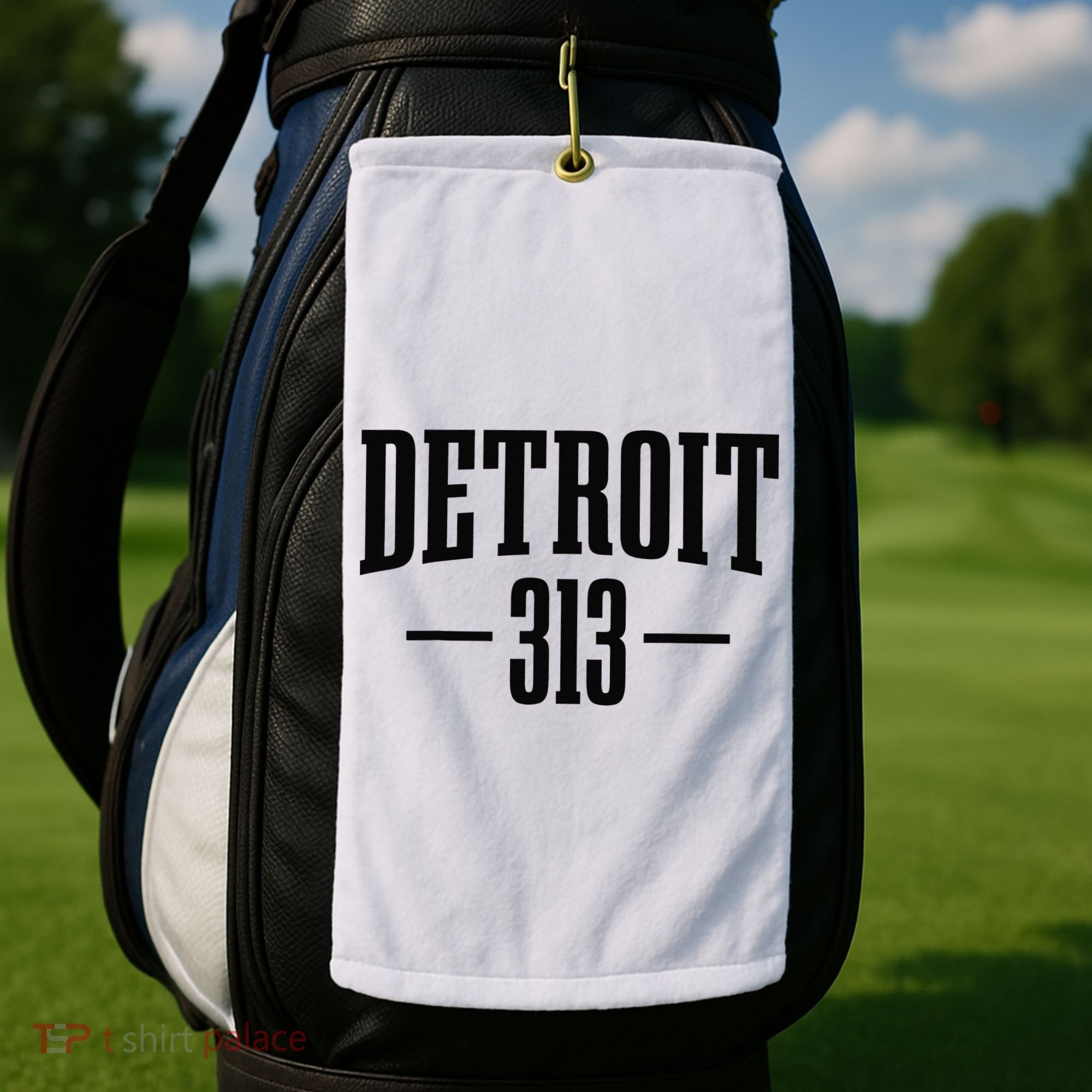 Detroit Michigan 313 Area Code Pride Retro Golf Towel