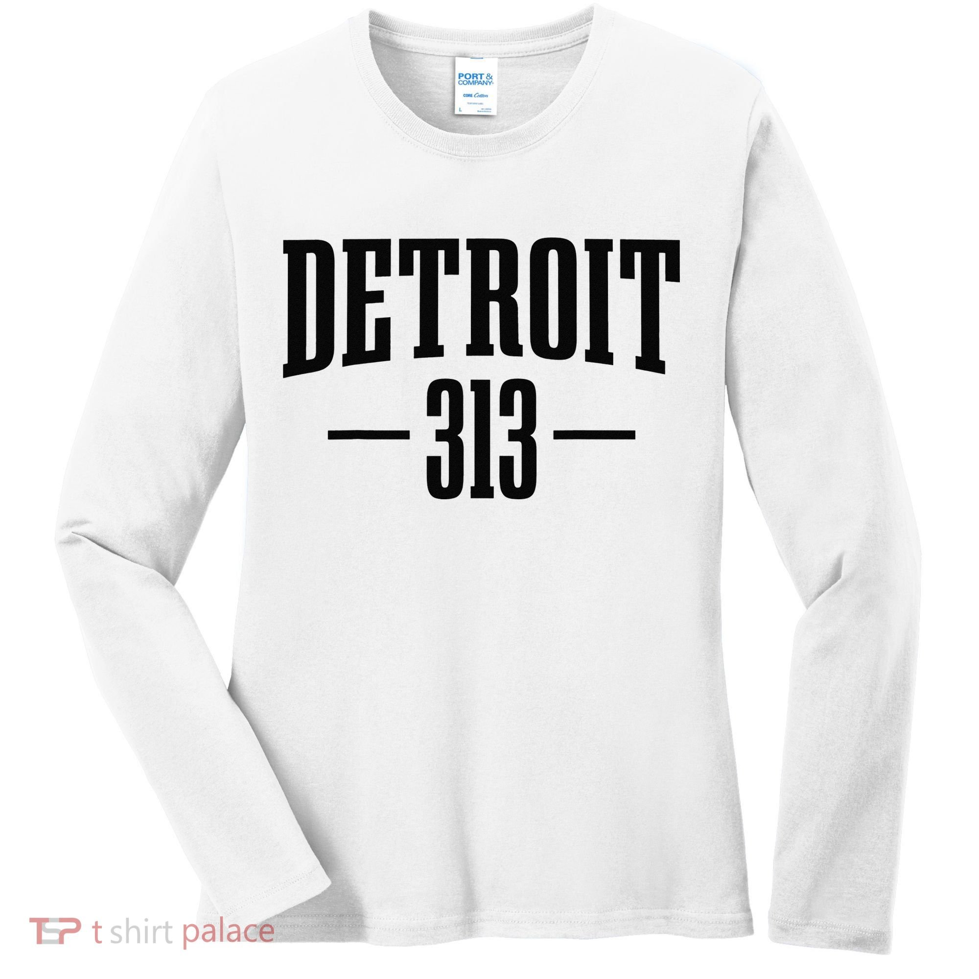 Detroit Michigan 313 Area Code Pride Retro Women's Long Sleeve Shirt