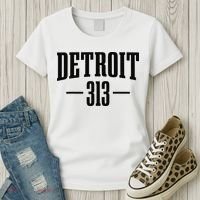 Detroit Michigan 313 Area Code Pride Retro Women's T-Shirt thumb 3