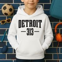 Detroit Michigan 313 Area Code Pride Retro Kids Hoodie thumb 2
