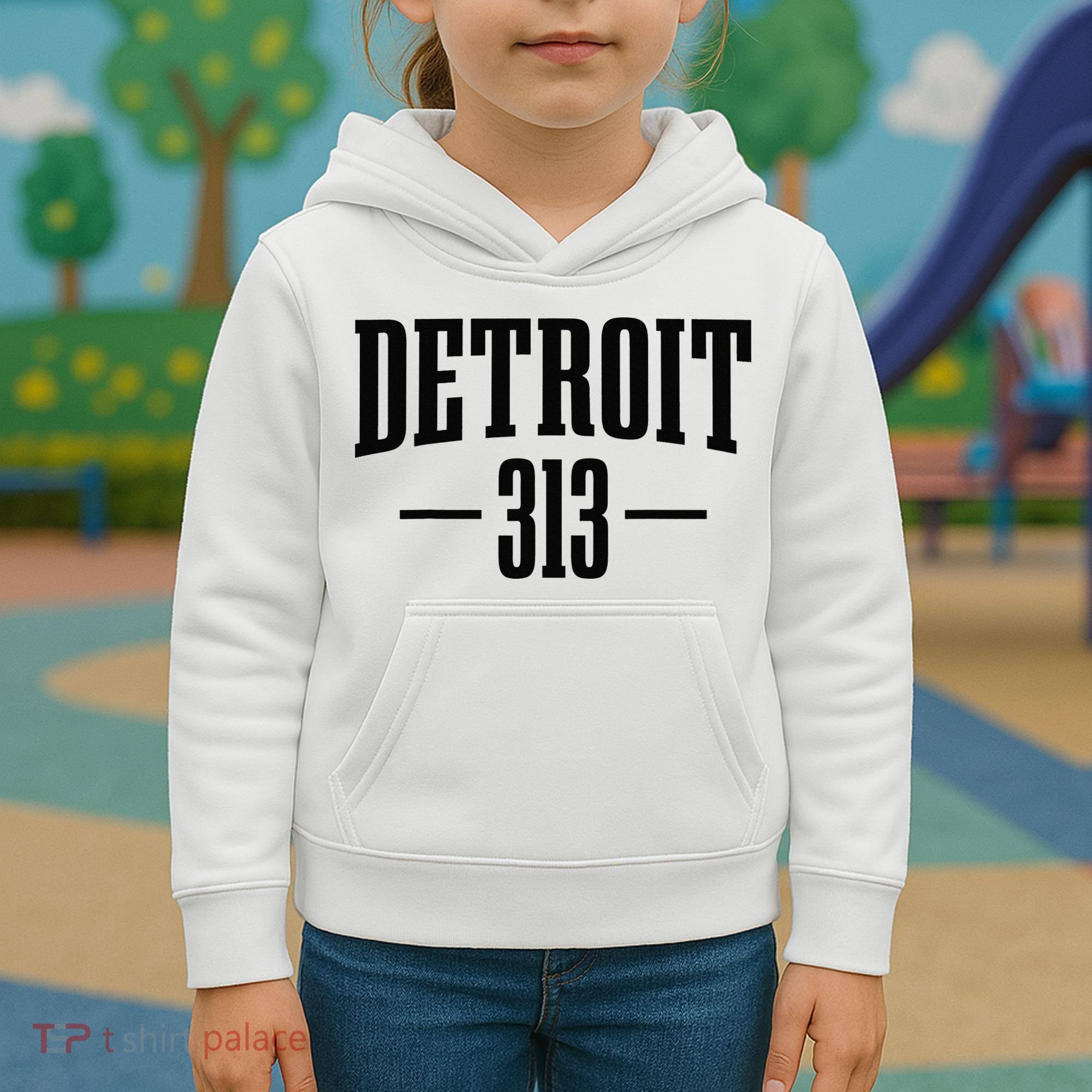 Detroit Michigan 313 Area Code Pride Retro Kids Hoodie