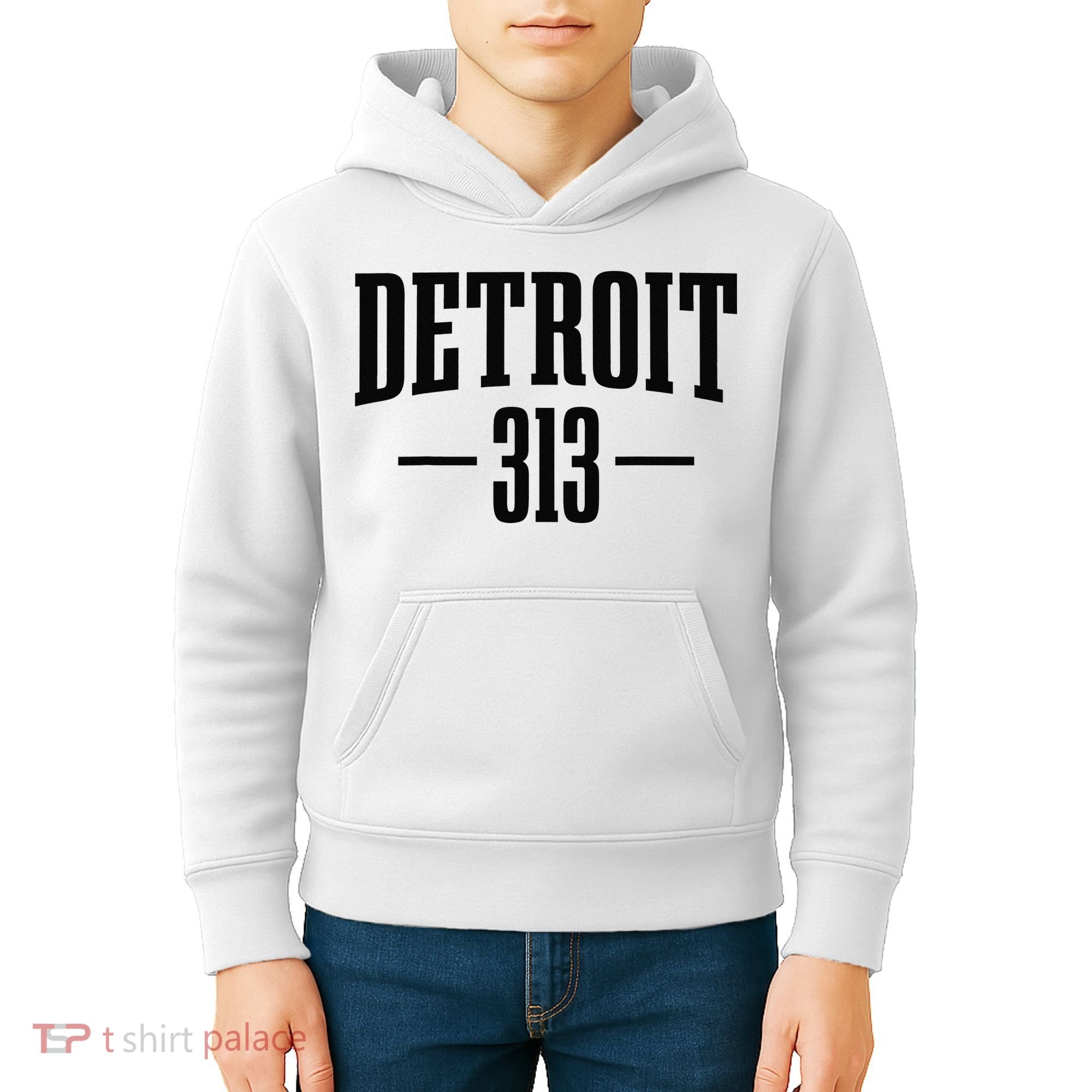 Detroit Michigan 313 Area Code Pride Retro Kids Hoodie