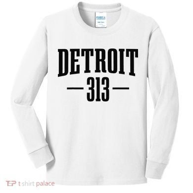 Detroit Michigan 313 Area Code Pride Retro Kids Long Sleeve Shirt