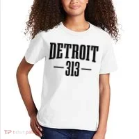 Detroit Michigan 313 Area Code Pride Retro Kids T-Shirt thumb 2