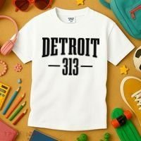 Detroit Michigan 313 Area Code Pride Retro Kids T-Shirt thumb 3
