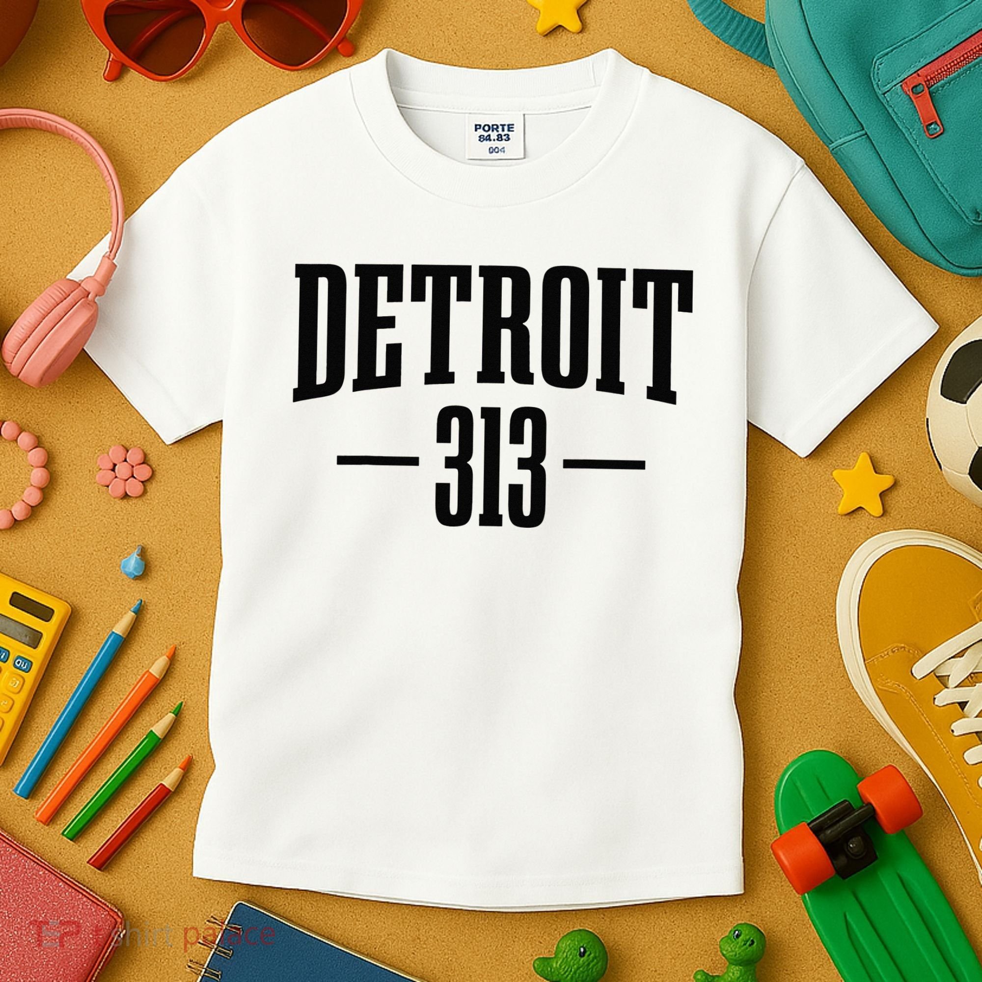Detroit Michigan 313 Area Code Pride Retro Kids T-Shirt