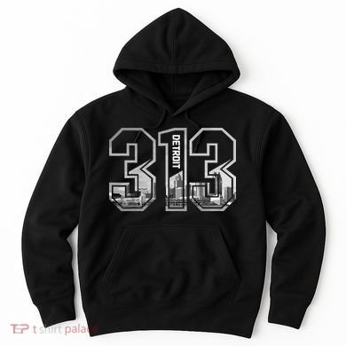 Detroit Michigan 313 Area Code Pride Skyline Hoodie