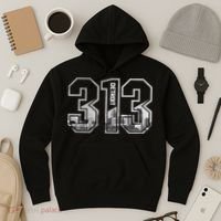 Detroit Michigan 313 Area Code Pride Skyline Hoodie thumb 3