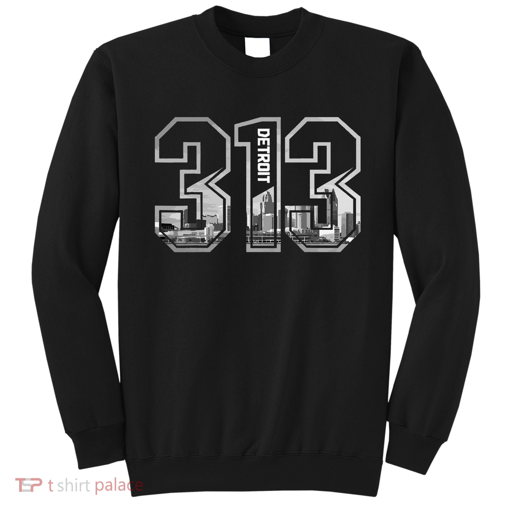 Detroit Michigan 313 Area Code Pride Skyline Sweatshirt