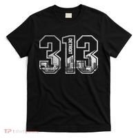 Detroit Michigan 313 Area Code Pride Skyline T-Shirt thumb 0