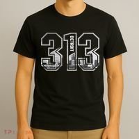 Detroit Michigan 313 Area Code Pride Skyline T-Shirt thumb 3