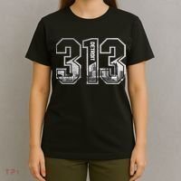 Detroit Michigan 313 Area Code Pride Skyline T-Shirt thumb 4