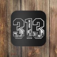 Detroit Michigan 313 Area Code Pride Skyline Coaster thumb 0