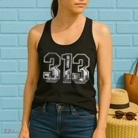 Detroit Michigan 313 Area Code Pride Skyline Women's Tank Top thumb 2