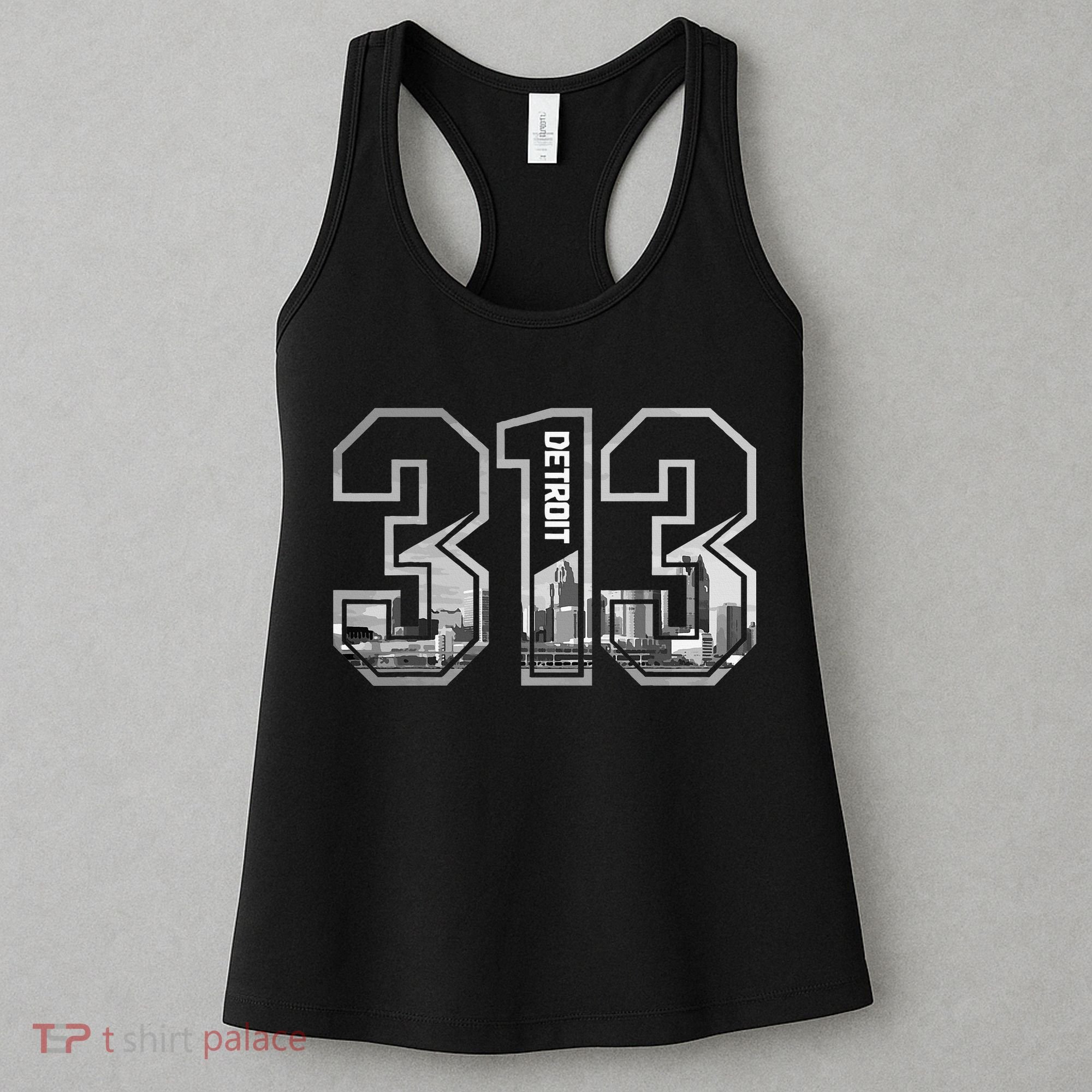 Detroit Michigan 313 Area Code Pride Skyline Women's Tank Top