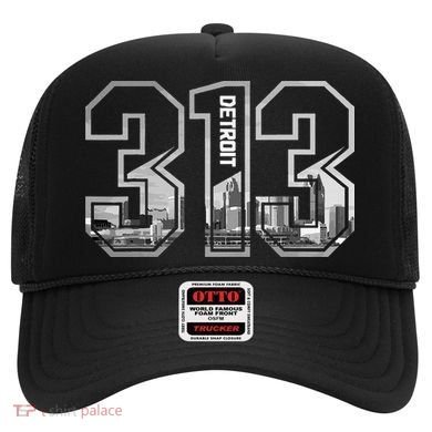 Detroit Michigan 313 Area Code Pride Skyline Hat