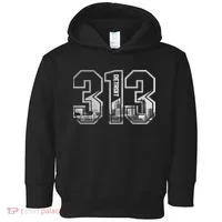Detroit Michigan 313 Area Code Pride Skyline Toddler Hoodie thumb 0