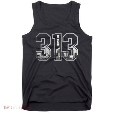 Detroit Michigan 313 Area Code Pride Skyline Tank Top