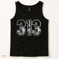 Detroit Michigan 313 Area Code Pride Skyline Tank Top thumb 2