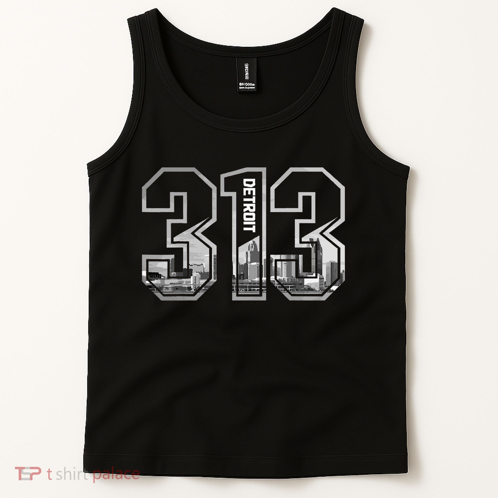 Detroit Michigan 313 Area Code Pride Skyline Tank Top