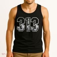 Detroit Michigan 313 Area Code Pride Skyline Tank Top thumb 3