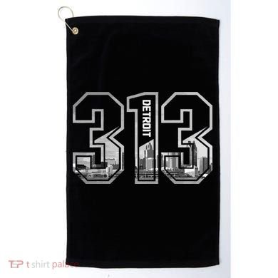 Detroit Michigan 313 Area Code Pride Skyline Golf Towel