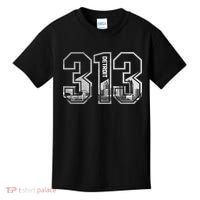 Detroit Michigan 313 Area Code Pride Skyline Kids T-Shirt thumb 0