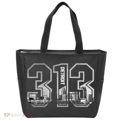 Detroit Michigan 313 Area Code Pride Skyline Tote Bag