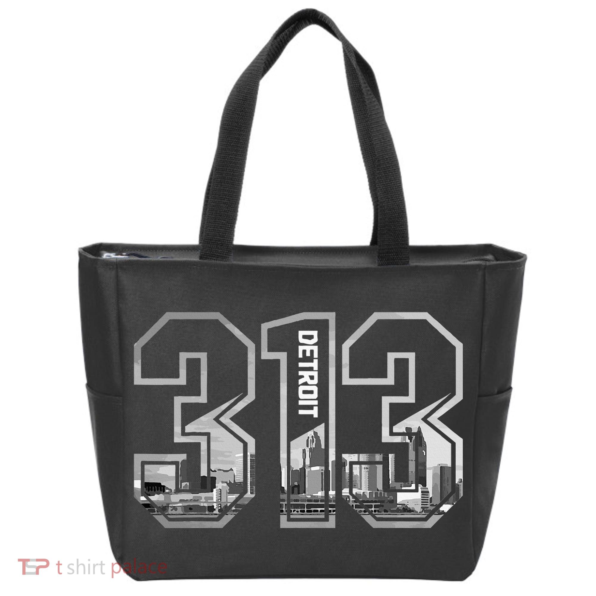 Detroit Michigan 313 Area Code Pride Skyline Tote Bag