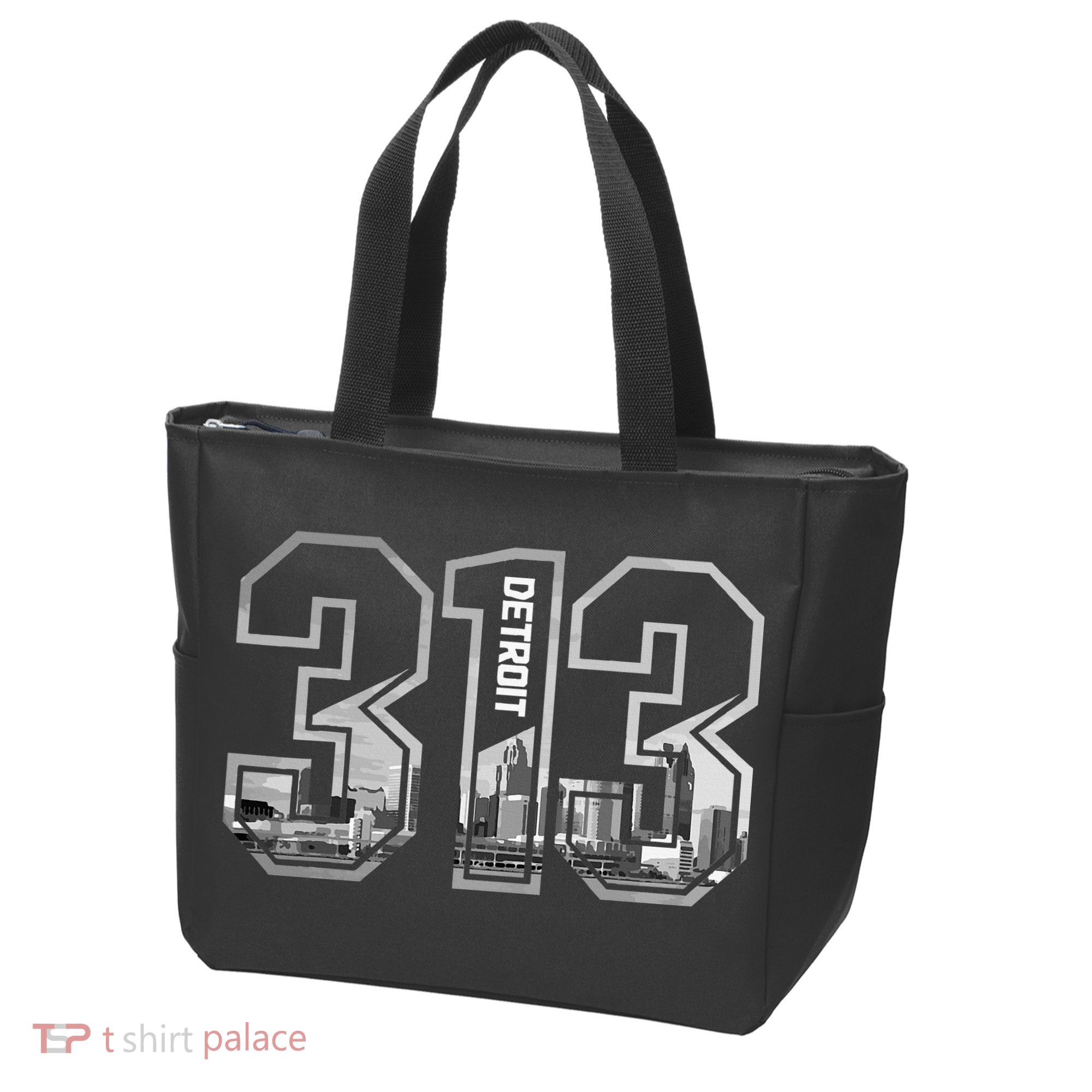 Detroit Michigan 313 Area Code Pride Skyline Tote Bag