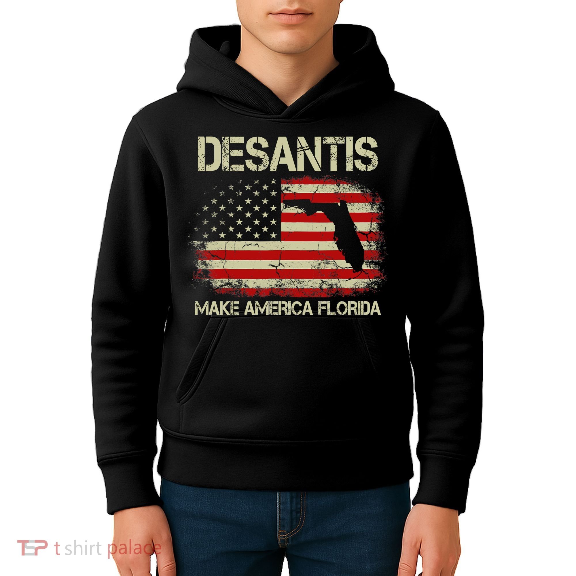 DeSantis Make America Florida US Flag Kids Hoodie