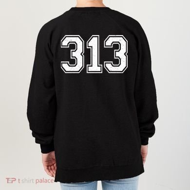 Detroit Michigan Area Code 313 Front And Back Women's Sweatshirt back
