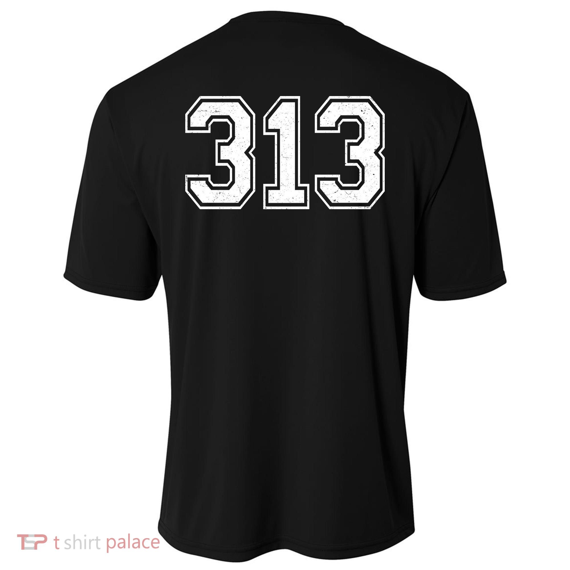 Detroit Michigan Area Code 313 Front And Back Cooling Performance Crew T-Shirt